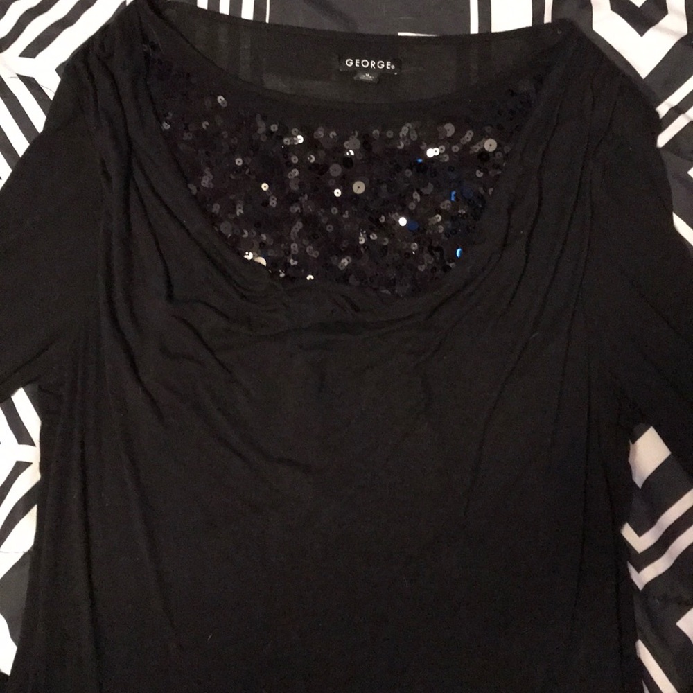Solid black blouse with sequins